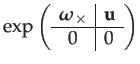 $\displaystyle \exp\left(\begin{array}{c\vert c}
\boldsymbol{\omega}_{\times} & \mathbf{u}\\
\hline 0 & 0
\end{array}\right)$
