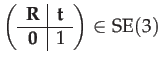 $ \left(\begin{array}{c\vert c}
\mathbf{R} & \mathbf{t}\\
\hline \mathbf{0} & 1
\end{array}\right)\in\mathrm{SE}(3)$