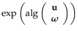 $\displaystyle \exp\left(\mathrm{alg}\left(\begin{array}{c}
\mathbf{u}\\
\boldsymbol{\omega}
\end{array}\right)\right)$