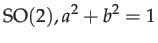$\displaystyle \mathrm{SO}(2),a^{2}+b^{2}=1$